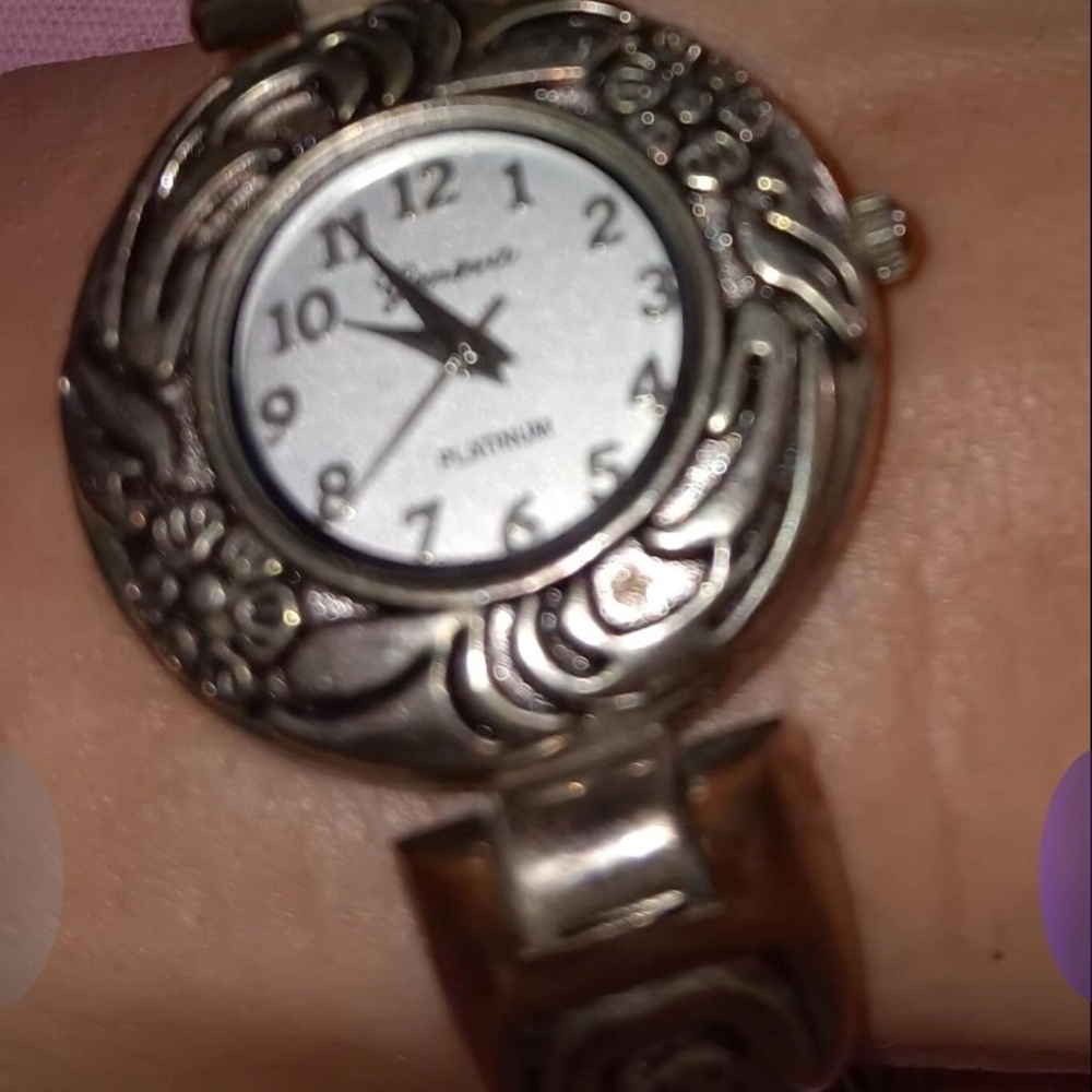 Geneva Platinum Silver and Brown Women's Watch